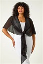 Black Curve Chiffon Drape Cover Up, Image 1 of 5