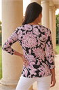Black Petite Abstract Print Knot Front Top, Image 3 of 4