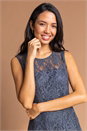 Silver Glitter Lace Fit And Flare Dress, Image 4 of 4