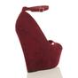 Burgundy High Wedge Heel Ankle Strap Platform Peep Toe Shoes, Image 4 of 6