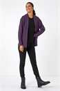 Plum Edge to Edge Pointelle Knit Cardigan, Image 2 of 5