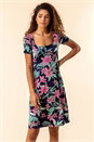 Navy Tropical Floral Square Neck Dress, Image 1 of 5