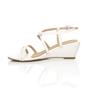 White AJVANI White Mid Wedge Heel Crossed Straps Sandals, Image 3 of 6
