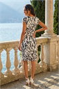 Ivory  Leaf Print Stretch Bodycon Lace Dress, Image 3 of 4