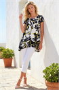 Yellow Textured Floral Hanky Hem Top, Image 2 of 4