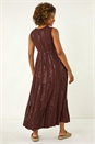 Chocolate Sequin Tiered Maxi Dress, Image 3 of 5