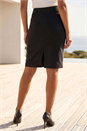 Black Pull On Stretch Elastic Waist Pencil Skirt, Image 3 of 4