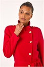 Red Funnel Neck Buttoned Coat, Image 5 of 6