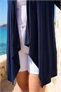 Navy  Curve Waterfall Front Jersey Cardigan, Image 4 of 4