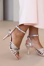 Silver Where's That From Silver 'Cyprus' Multi Cross Over Strap Mid Heels, Image 2 of 4