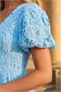 Blue Premium Crochet Lace Midi Dress, Image 4 of 4