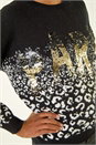 Black Paris Sequin Animal Knit Jumper, Image 5 of 5