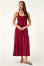 Wine Petite Crochet Linen Blend Midi Dress, Image 3 of 6