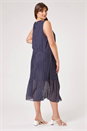 Navy  Curve Polka Dot Pleated Midi Dress, Image 2 of 4