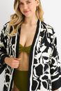  Gini London Black Summer Border Printed Beach Kimono, Image 3 of 4