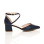 Navy Blue AJVANI Navy Blue Mid Block Heel Crossed Strap Pointed Toe 2 Part Heels, Image 2 of 6