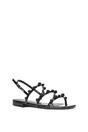 Black 'Pamela' Flat Strappy Sandals with Beaded Detail, Image 2 of 5