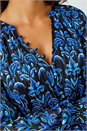 Blue Metallic Print V-Neck Chiffon Blouse, Image 5 of 5