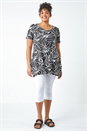 Black Curve Swirl Print Stretch Top, Image 3 of 5