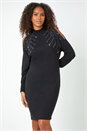 Black Dusk Sparkly Split Sleeve Jumper Dress, Image 2 of 5