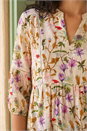Purple Floral Print Notch Neck Top, Image 4 of 4