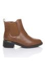 Tan Low Heel Elastic Chunky Sole Zip Ankle Chelsea Boots, Image 1 of 4