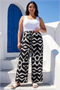 Black Curve Abstract Print Wide Leg Trouser, Image 2 of 4