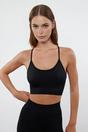 Black Seamless Scoop Neck Adjustable Strap Longline Sports Bra, Image 1 of 4