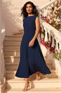 Navy Fit & Flare Midi Dress, Image 1 of 4