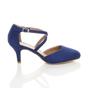 Royal Blue AJVANI Royal Blue Mid Heel Crossed Straps Court Shoes, Image 2 of 6
