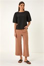 Black Broderie Puff Sleeve Top, Image 2 of 5