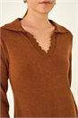 Copper Scallop Detail Knitted Midi Dress, Image 6 of 7