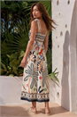 Ivory  Floral Palm Strappy Midi Dress, Image 3 of 4