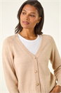 Beige Buttoned Soft Knit Cardigan, Image 4 of 5