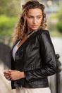Black 'Giada' Leather Fashion Biker Jacket, Image 1 of 5