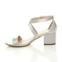 Silver AJVANI Silver Mid Block Heel Crossed Straps Sandals, Image 3 of 6