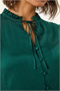 Green Ruffle Front Tie Neck Blouse, Image 5 of 5