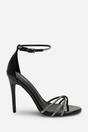 Black Where's That From Black 'Summer' Stiletto High Heels With Rhinestone Strap, Image 3 of 6