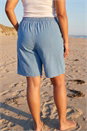 Light Blue  Curve Tie Waist Denim Short, Image 3 of 4