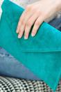 Turqouise Turquoise Suede Envelope Luxe Clutch Bag - Laura, Image 2 of 2