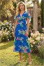 Blue Floral Chiffon Back Cape Dress, Image 1 of 4