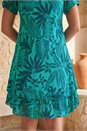 Turquoise Petite Floral Layer Hem Mini Dress, Image 4 of 4