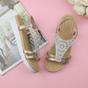 Rose Gold AJVANI Rose Gold Flatform Diamante T-Bar Slingback Sandals, Image 4 of 6
