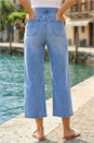 Blue Dusk Denim Stretch Wide Leg Culottes, Image 3 of 4