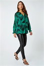 Green Metallic Print Chiffon Blouse, Image 2 of 5