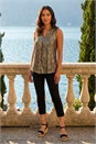 Gold Sequin Pleat Front Vest Top, Image 2 of 4