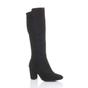 Black AJVANI Black High Block Heel Stretchy Calf Boots, Image 2 of 5