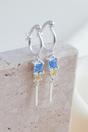 Multi Sterling Silver CZ Blue Yellow Huggie Hoops, Image 1 of 3