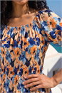  Floral Print Shirred Bardot Top, Image 4 of 4