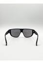 Black Smoke Shield Sunglasses In Black, Image 4 of 4